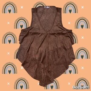 Brown Suede Waterfall Flowy Tank Top